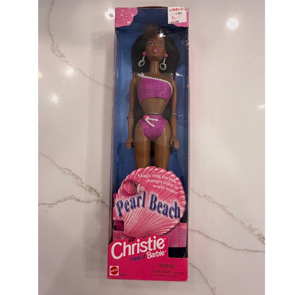 Vintage 1997 Pearl Beach Christie Barbie Friend Doll Mattel 18578 Pink Swimsuit